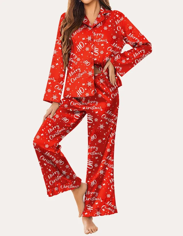 ekouaer-luxe-satin-pyjama-set-damen-langarm-knopfhemd image 1