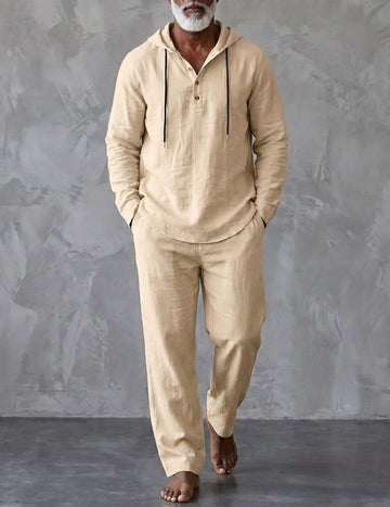 ekouaer-men-cotton-hooded-shirt-pyjama-herren-baumwolle image 3
