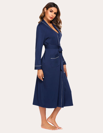 ekouaer-robes-morgenmantel-kurz-g-rtel-taschen-langarm image 6