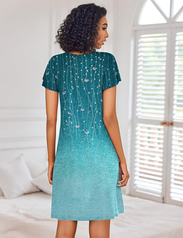 ekouaer-nightgowns-nachthemd-kurzarm-v-ausschnitt-plissee image 3