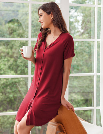 ekouaer-nightgowns-nachthemd-v-ausschnitt-mit-kn-pfen image 6