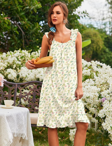 ekouaer-nightgowns-ruffle-nachthemd-rmellos-taschen-blumen image 5
