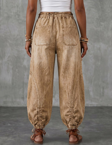 ekouaer-pajama-sets-cargo-jogger-pants-denim-optik-6-taschen-blau image 7