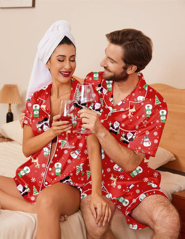 ekouaer-pajama-sets-satin-pyjama-shorts-set-kurzarm-sommer image 7
