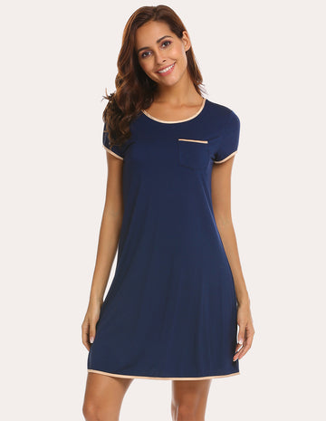 ekouaer-comfy-nightshirt-nachthemd-schlafshirt-kurzarm image 4