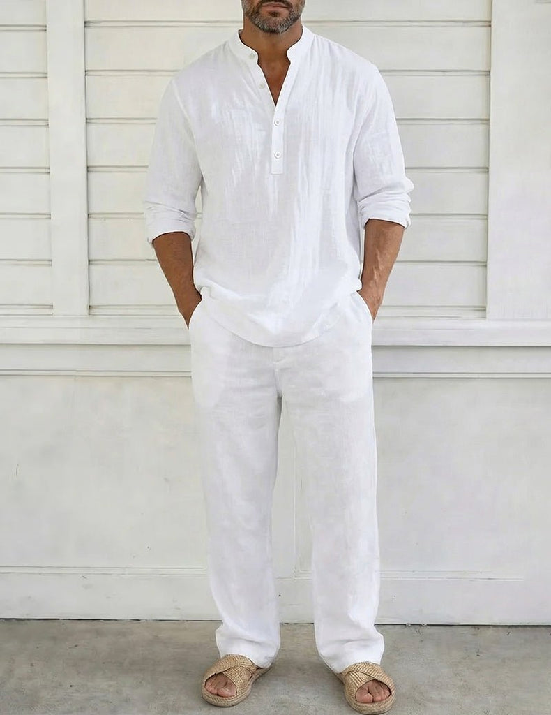 ekouaer-men-leinen-pyjama-set-herren-wei-henley image 1