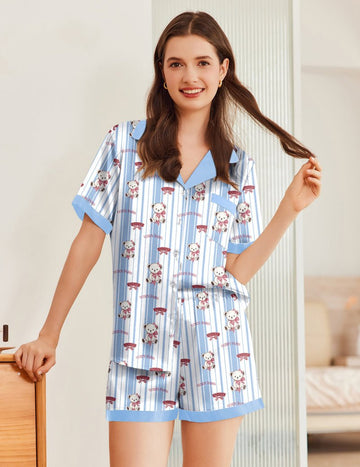 ekouaer-pajama-sets-satin-teddy-pyjama-animal-print-kurz image 4