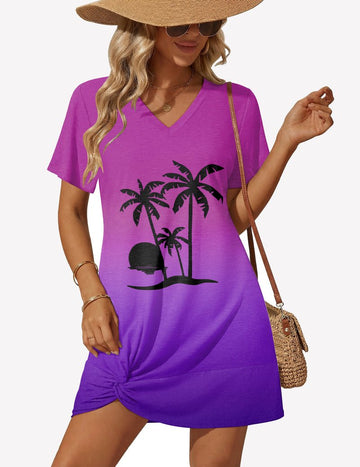 ekouaer-strandkleid-kurzarm-v-ausschnitt-cover-up-twist image 7