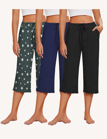 ekouaer-pajama-sets-capri-pyjamahose-3er-pack-mit-taschen image 5