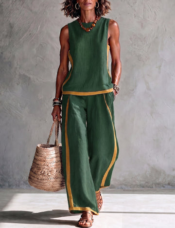 ekouaer-pajama-sets-kontrast-pyjama-damen-mit-weiter-hose image 7