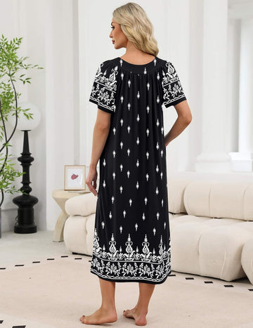 ekouaer-nightgowns-langes-nachthemd-kurzarm-mit-taschen image 3