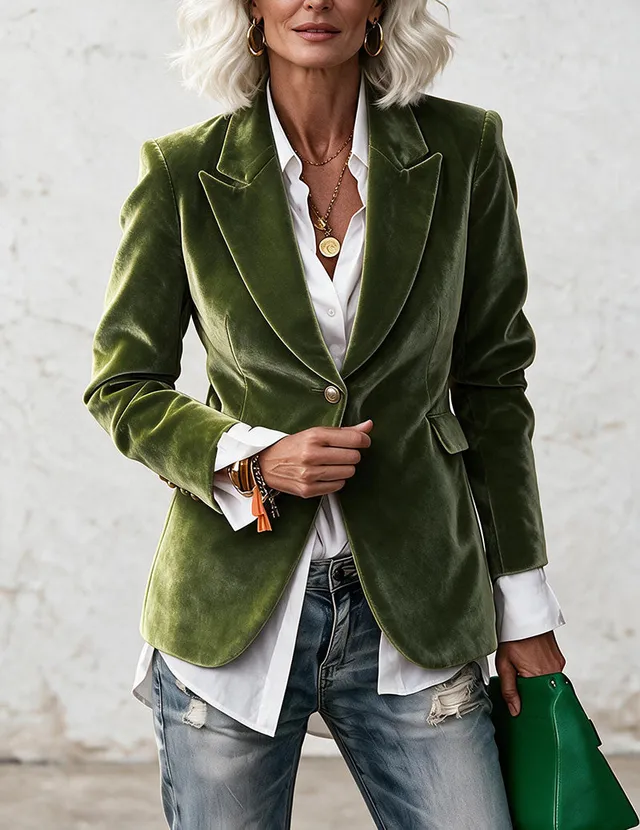 ekouaer-pajama-sets-samt-blazer-slim-fit-dunkelblau image 1
