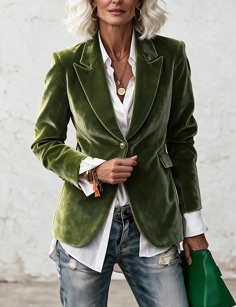 ekouaer-pajama-sets-samt-blazer-slim-fit-dunkelblau image 1