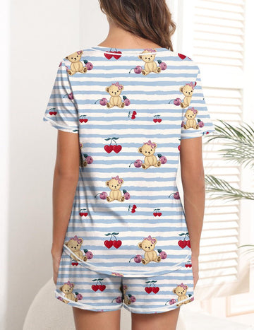 ekouaer-pajama-sets-teddy-shorty-v-ausschnitt-kurz image 3