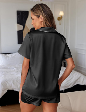 ekouaer-pajama-sets-satin-shorts-pyjama-knopfleiste-kurzarm image 3