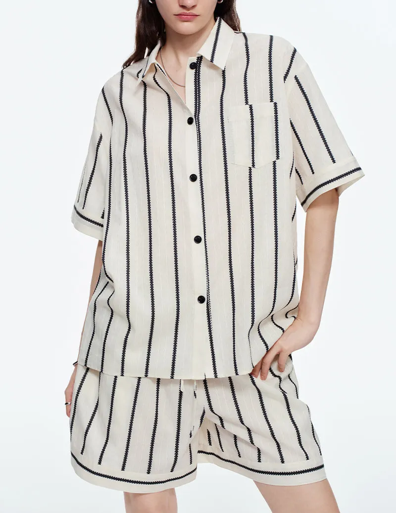 ekouaer-pajama-sets-baumwolle-schlafanzug-streifen-s-w image 1