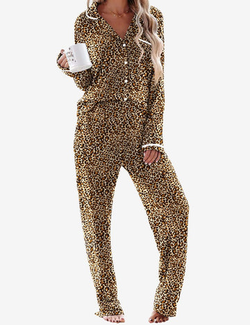 ekouaer-pajama-sets-pyjama-langarm-knopfleiste-2-teilig image 7