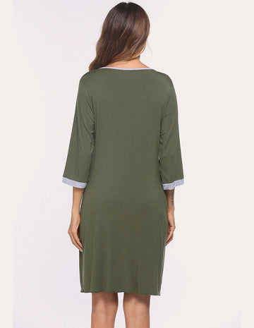 ekouaer-nightgowns-3-4-sleeve-pleated-nachthemd-plissiert image 3