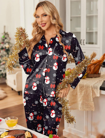 ekouaer-pajama-sets-satin-button-schlafanzug-langarm-seide image 3