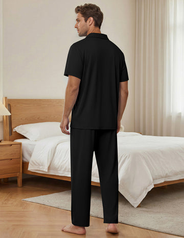 ekouaer-pajama-sets-classic-button-down-pyjama-herren-lang image 5