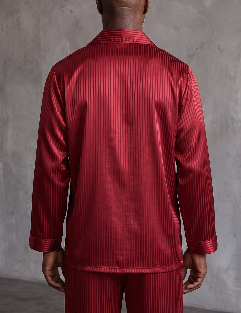 ekouaer-men-satin-pyjama-rot-streifen-langarm-paspel image 2