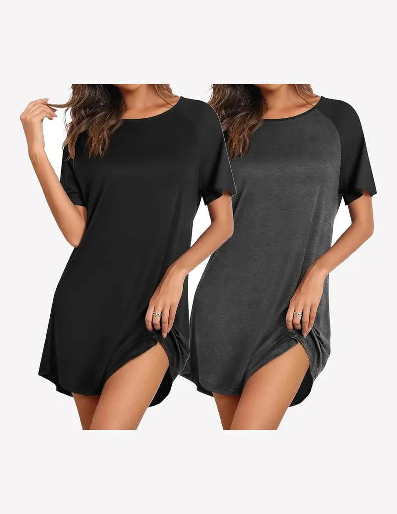 ekouaer-nightgowns-bamboo-schlafshirt-2er-pack-kurzarm-bambus image 1
