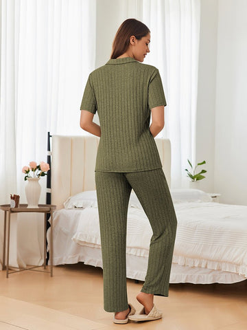 ekouaer-pajama-sets-pyjama-stretch-knopfleiste-lang image 7