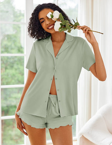 ekouaer-pajama-sets-loungeset-r-schen-kurzarm-knopfleiste image 7