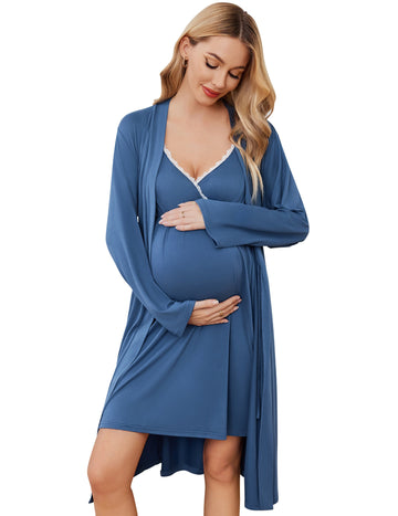 ekouaer-maternity-stillset-nachthemd-morgenmantel image 5
