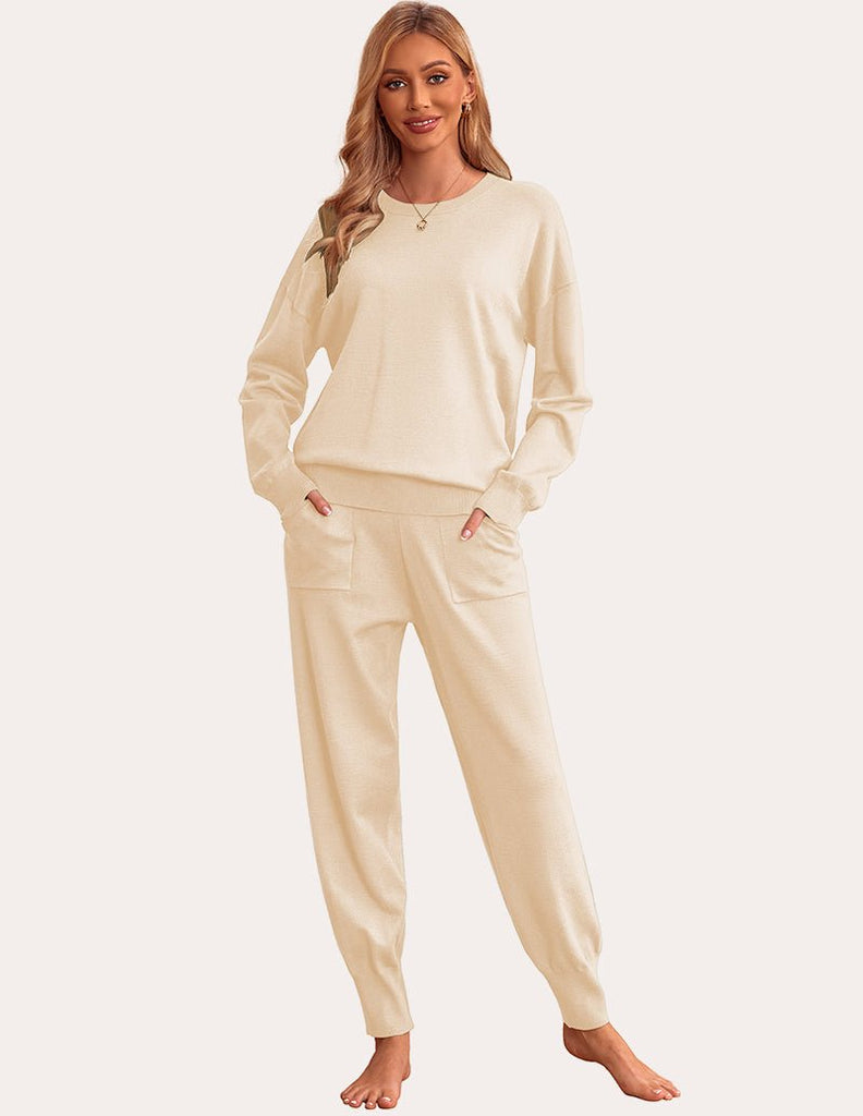 ekouaer-pajama-sets-knit-lounge-set-langarm-jogger image 1