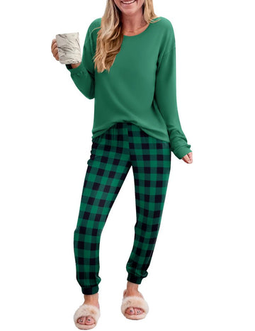 ekouaer-pajama-sets-karo-schlafanzug-langarm-2-teilig image 7