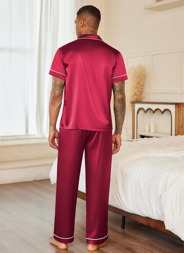 ekouaer-pajama-sets-satin-pyjama-herren-kurzarm-langhose image 4