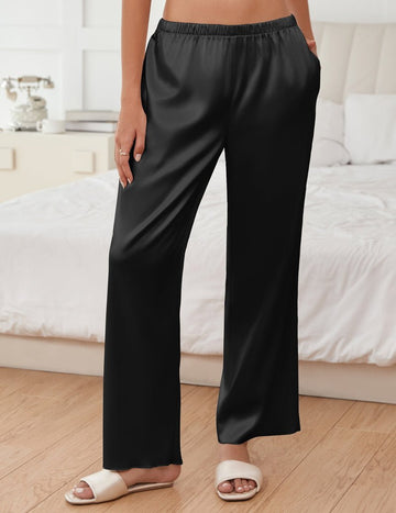 ekouaer-pajama-sets-satin-schlafhose-weit-high-waist-taschen image 7