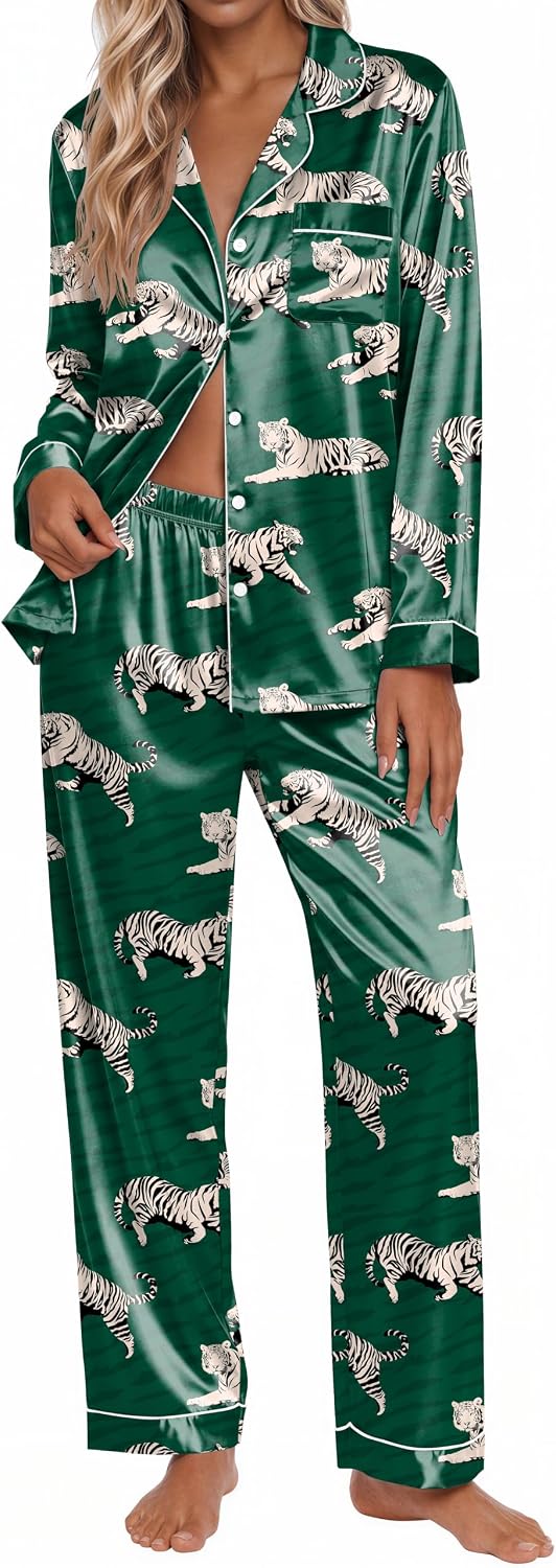 ekouaer-pajama-sets-satin-pyjama-leopard-knopfleiste-2-tlg image 4