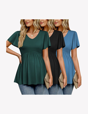 ekouaer-maternity-umstandsshirt-3er-pack-v-ausschnitt-kurz-2 image 5