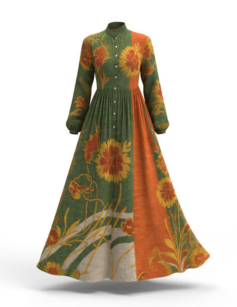 ekouaer-nightgowns-maxikleid-floral-color-block-langarm image 1