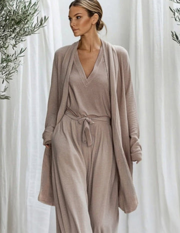 ekouaer-pajama-sets-baumwoll-pyjama-3-teilig-mit-morgenmantel image 6