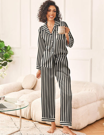 ekouaer-pajama-sets-comfy-satin-pyjama-langarm-gestreift image 7