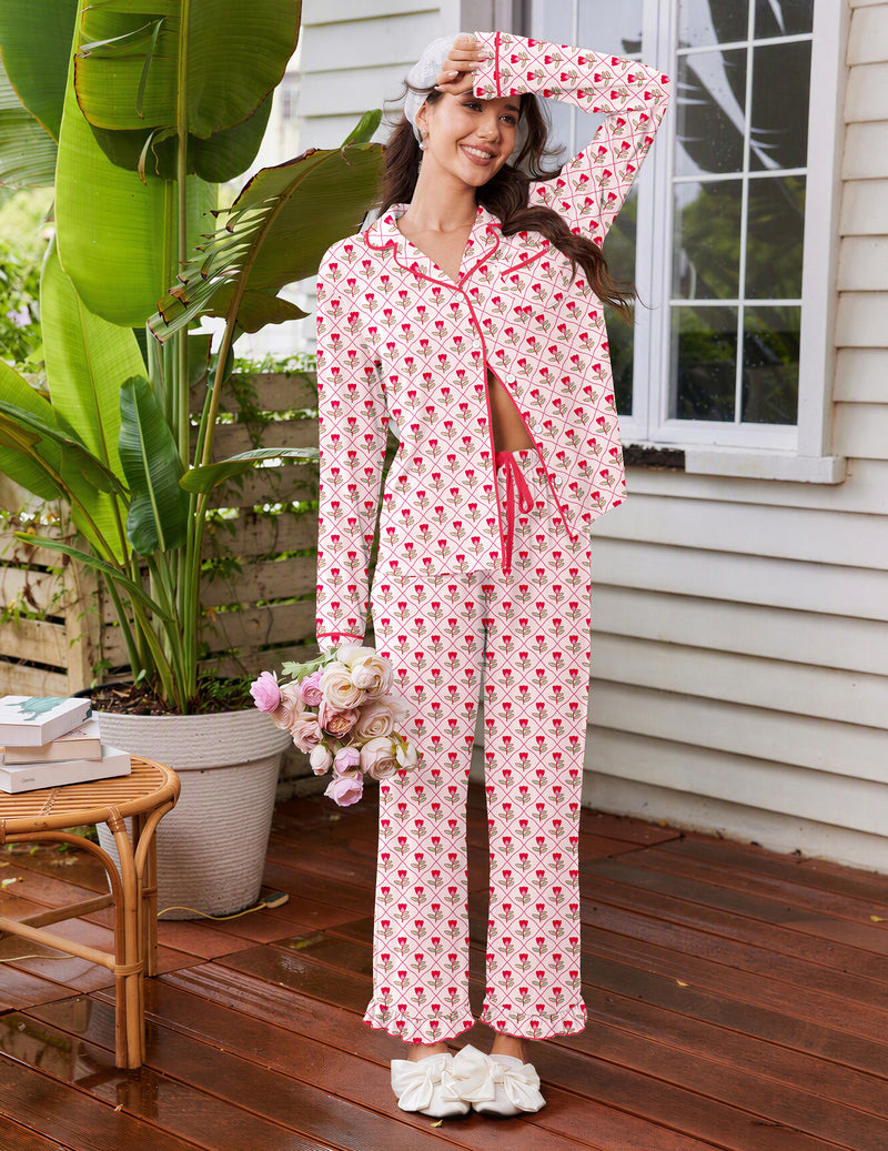 ekouaer-pajama-sets-button-down-pyjama-brown-leopard image 5