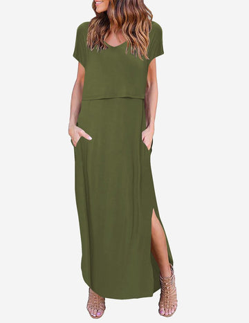 ekouaer-maternity-stillkleid-kurzarm-v-ausschnitt-schlitz image 7