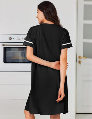 ekouaer-nightgowns-baumwoll-nachthemd-knopfleiste-taschen image 3