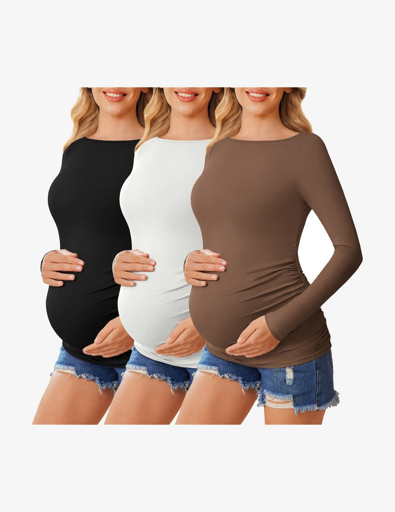 ekouaer-maternity-umstandsshirt-langarm-3er-pack-tunika-stretch image 1