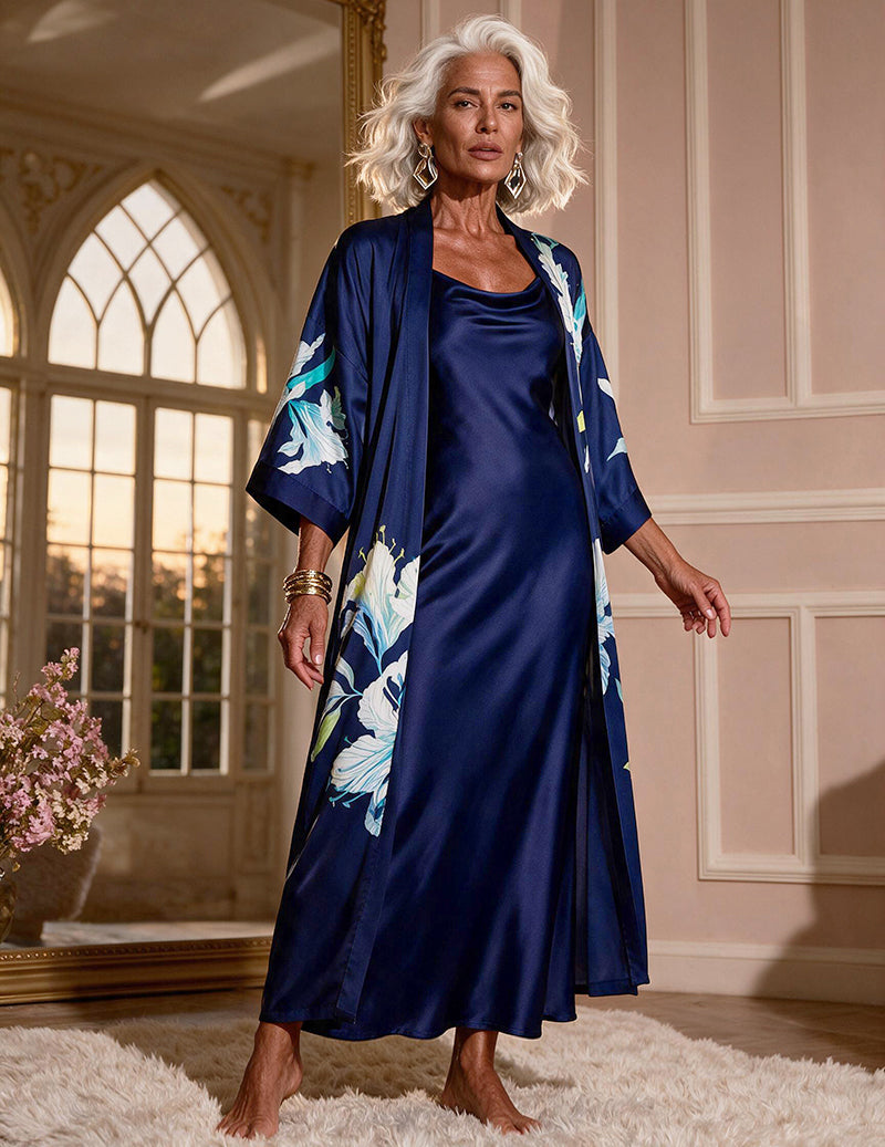 ekouaer-robes-satin-kimono-morgenmantel-dusk-lotus-2-teilig-maxi image 5
