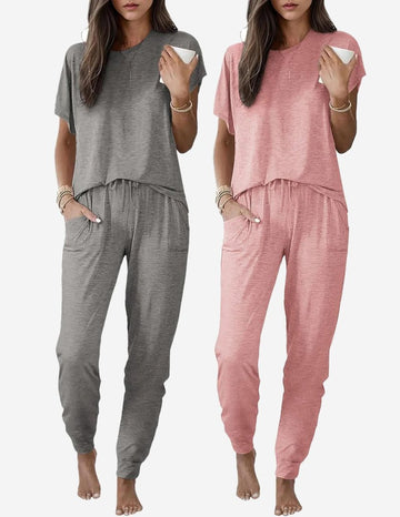 ekouaer-pajama-set-2er-pack-kurzarm-mit-jogginghose image 7