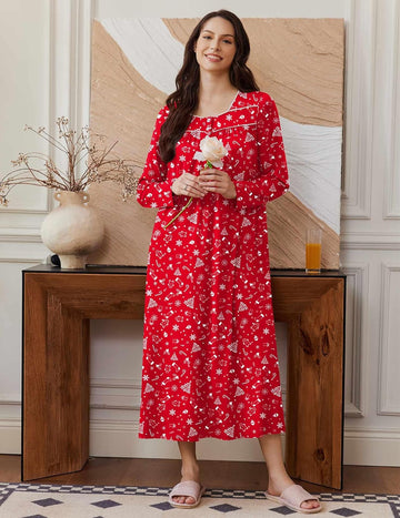 ekouaer-nightgowns-long-sleep-shirts-nachthemd-langarm-henley image 3