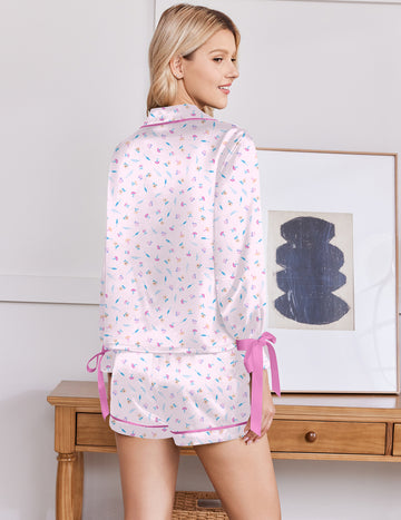 ekouaer-satin-bow-tie-pyjama-langarm-shorts-2-teilig image 8