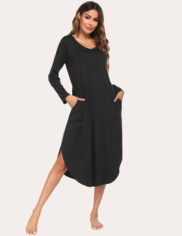 ekouaer-nightgowns-nachthemd-locker-mit-tasche-bequem image 7