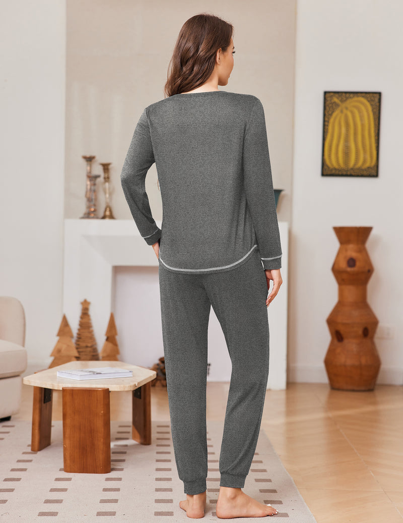 ekouaer-pajama-sets-cozy-pyjama-navy-jogger-mit-taschen image 4