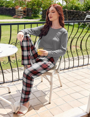ekouaer-pajama-sets-pyjama-langarm-2er-pack-gemustert-taschen image 5