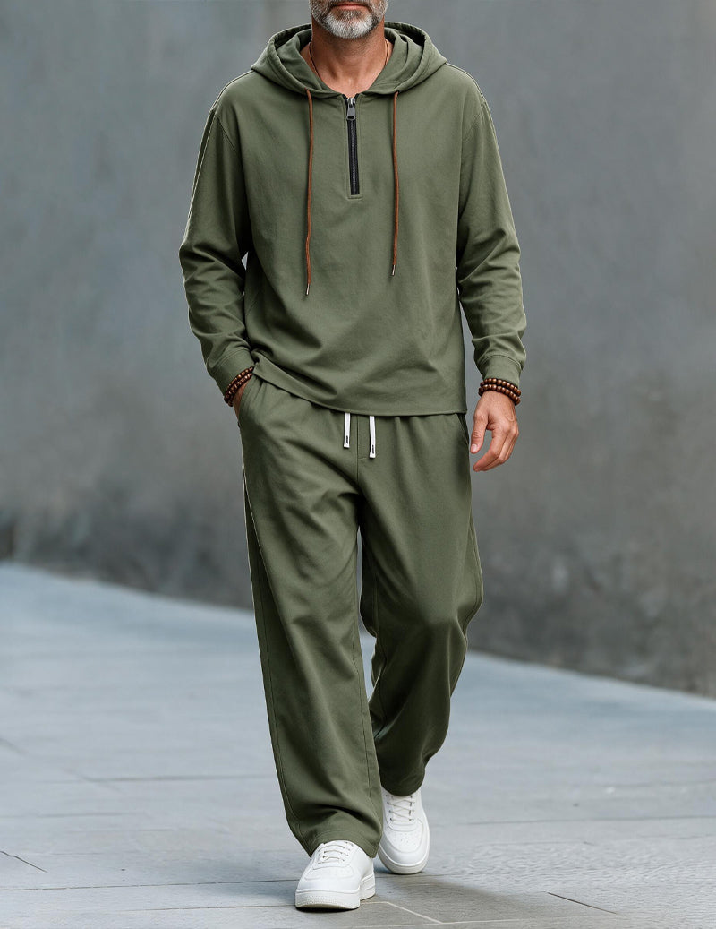 ekouaer-men-leinen-hoodie-set-wide-leg-grau image 6